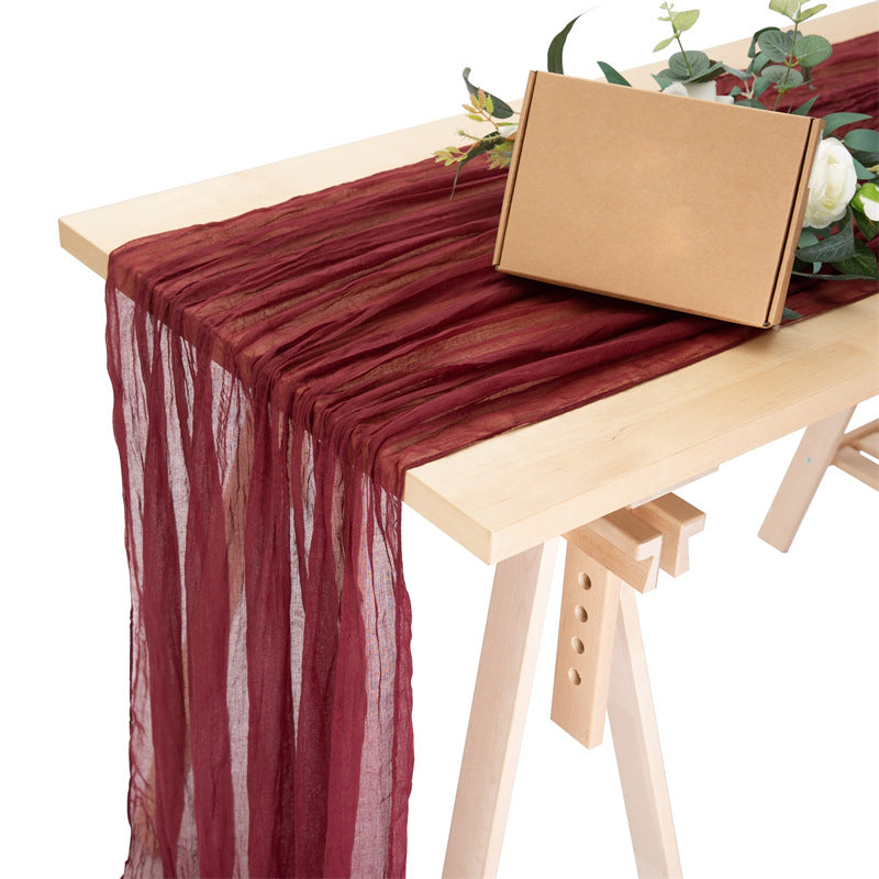 Tablecloths and Linens with Claret Curtains for Weeding Parties Ceremony Photography Banquet Event Party - KetieStory