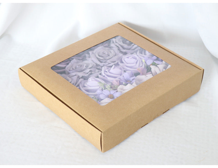 Purple Roses Flower Box Silk Flower for Wedding Party Decor Proposal - KetieStory