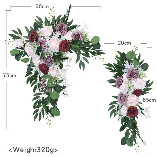 Wedding Arch Flowers Decor with Vintage Lotus Root Powder Light Pink Roses - KetieStory