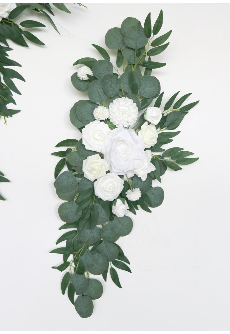 White & Green Arch Flowers for Wedding Party Decor - KetieStory