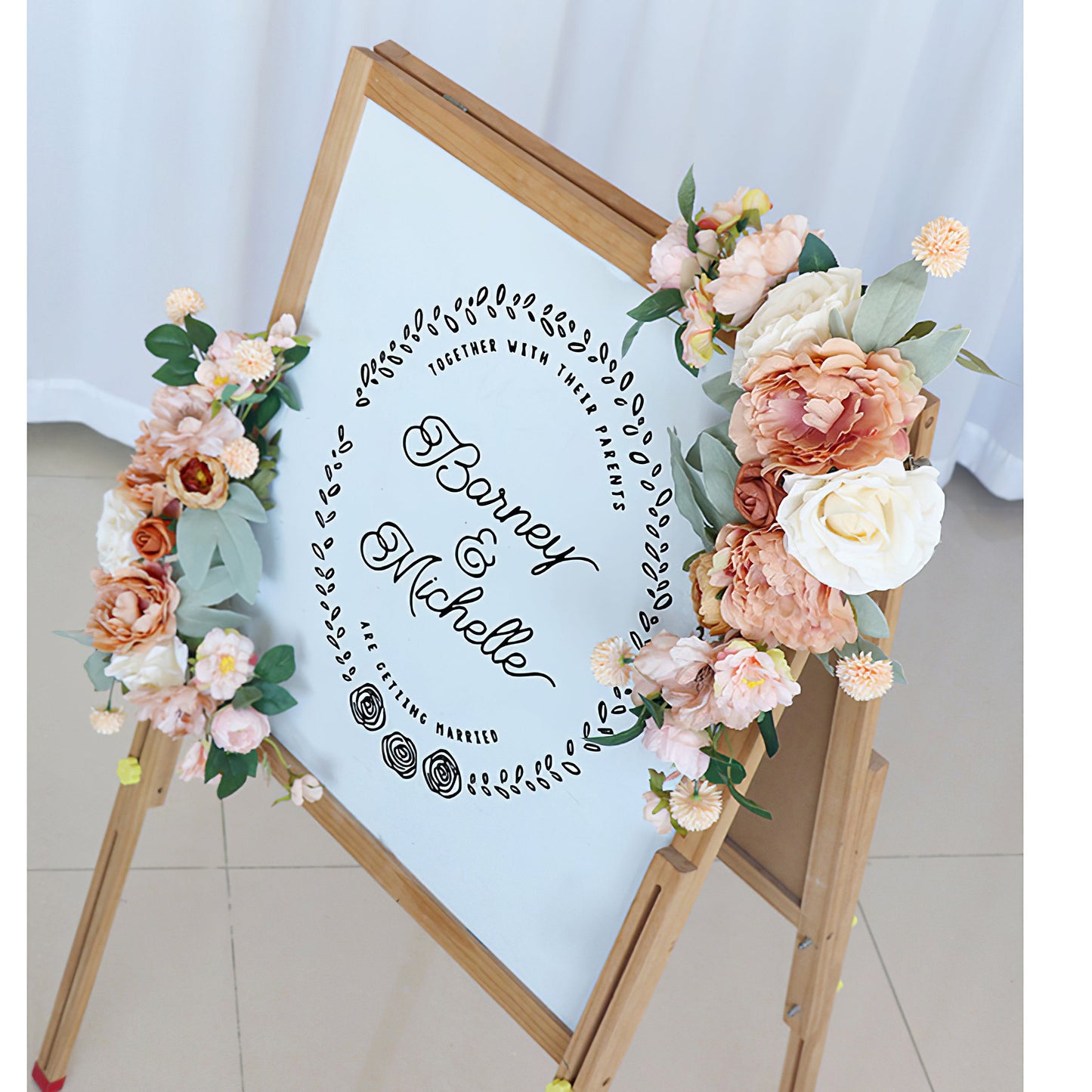 Champagne White Sign Flowers for Wedding Party Decor Proposal - KetieStory