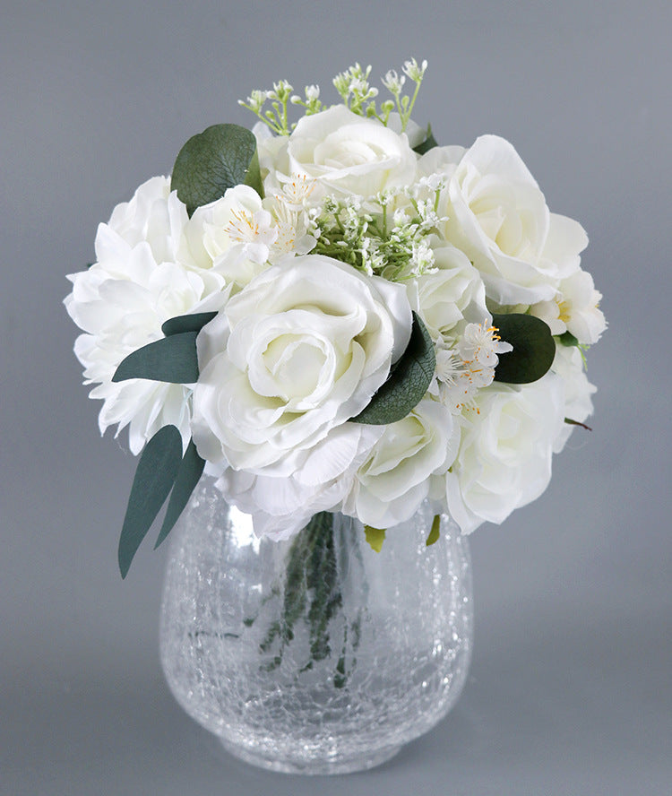 Flower Box White Roses Silk Flower for Wedding Party Decor Proposal - KetieStory
