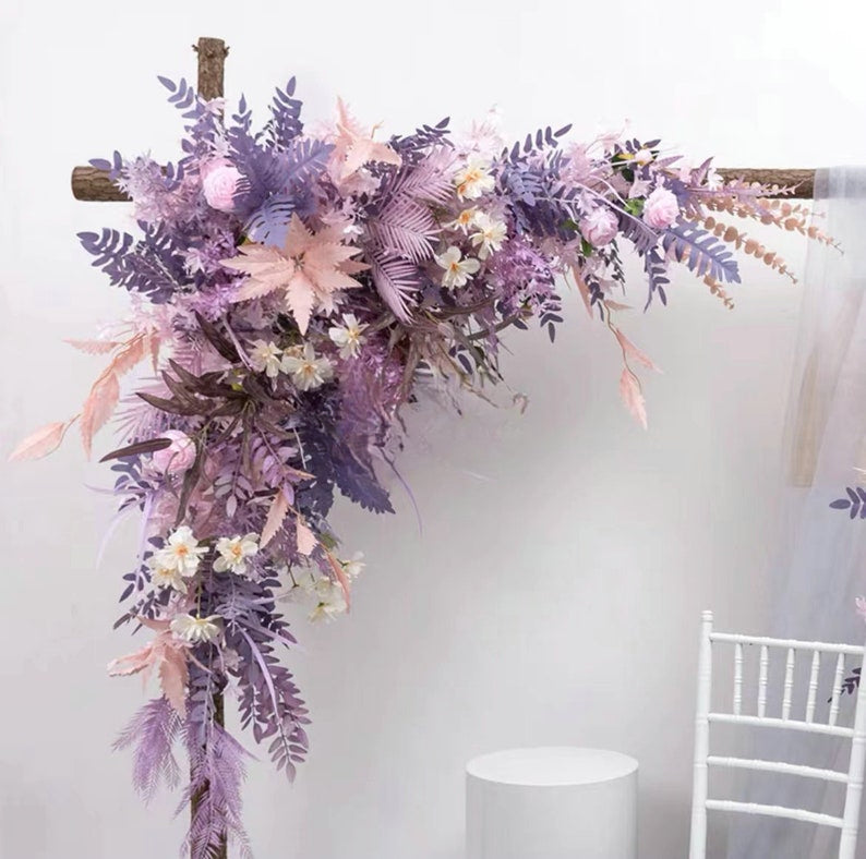 Purple Triangular Hanging Flower for Wedding Party Decor Proposal