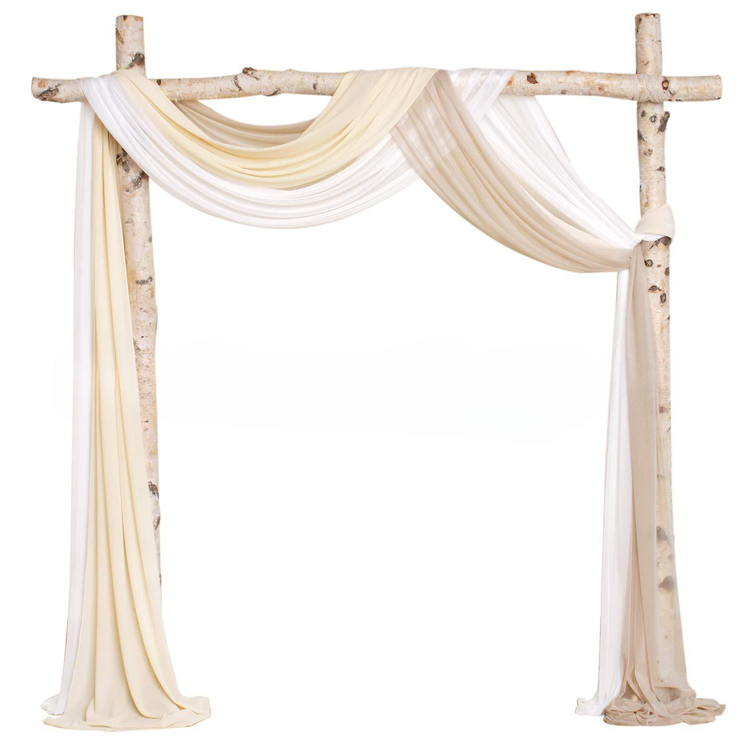 Pearl Chiffon Veil Valance Wedding Arch Backdrop Decoration Curtains for Weeding Parties Ceremony Photography Banquet Event Party