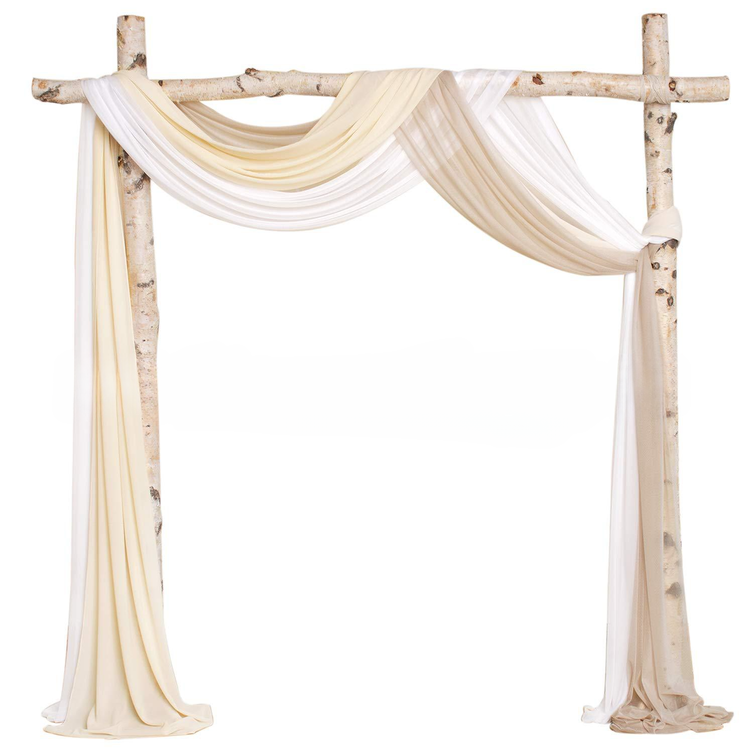 Pearl Chiffon Veil Valance Wedding Arch Backdrop Decoration Curtains for Weeding Parties Ceremony Photography Banquet Event Party - KetieStory