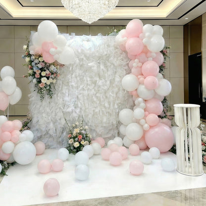 8×8ft White Sheer Tulle Decorative Wall Backdrop for Wedding Party Event