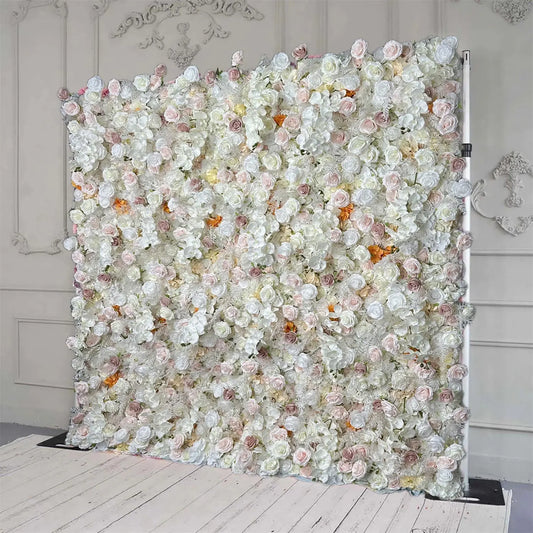 The 5D white pink rose flower wall side view is designed for realism and durability with a fabric backing.