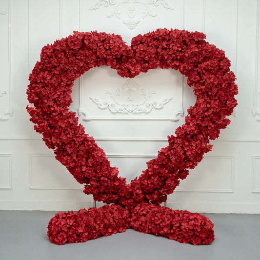 LightnIng Deals: Flower Arch 8x8ft Heart Shaped Red Hydrangea Floral Backdrop for Proposal Wedding Party Decor