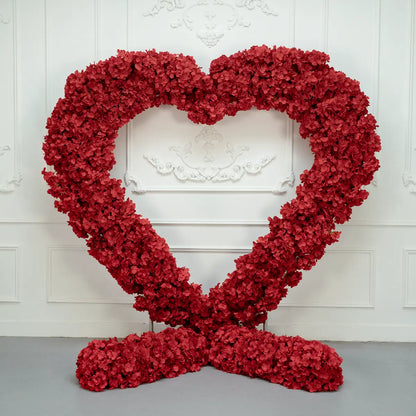 LightnIng Deals: Flower Arch 8x8ft Heart Shaped Red Hydrangea Floral Backdrop for Proposal Wedding Party Decor