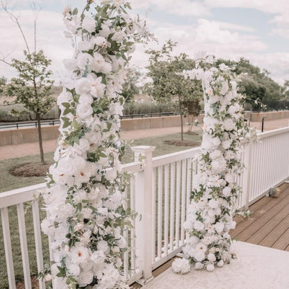 Lightning Deals: Flower Arch White Set Artificial Wedding Floral Pillars