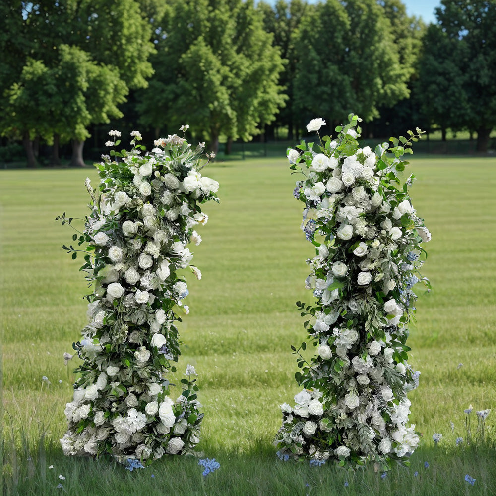 Flower Arch White Green Flower Pillar for Event Wedding Proposal Party ...