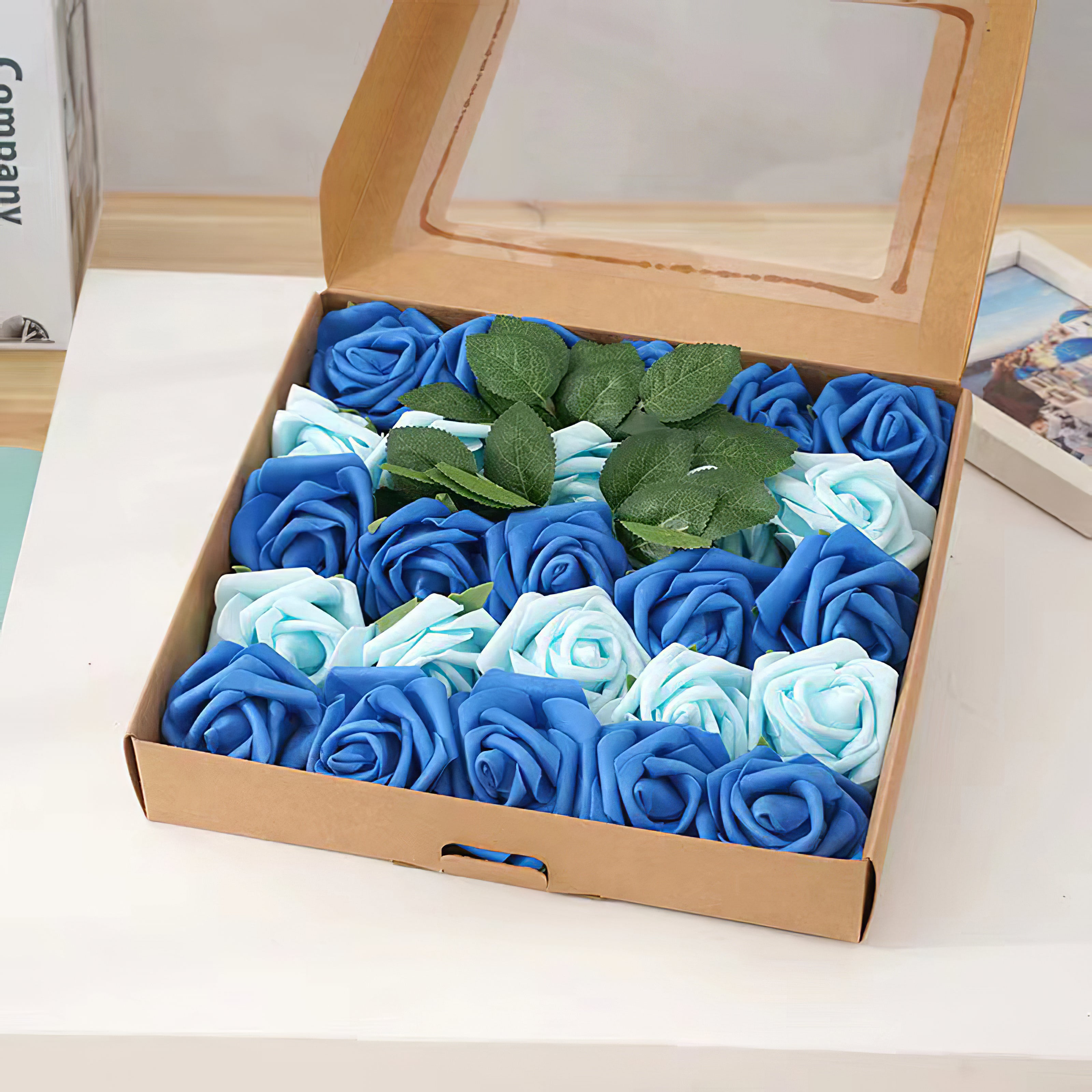 Mixed Color Roses Series Flower Box Silk Flower for Wedding Party Decor Proposal