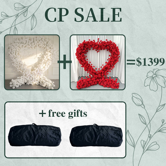 CP SALE 2 Rose Heart Shaped Flower Arch 8*8ft with Free Handbags