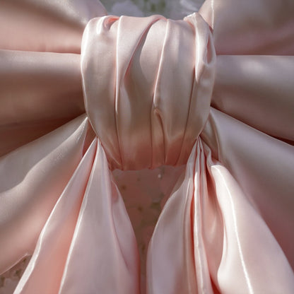 Pink 1.96x3.93ft Large Bow Fabric with Long Tail for Party Events