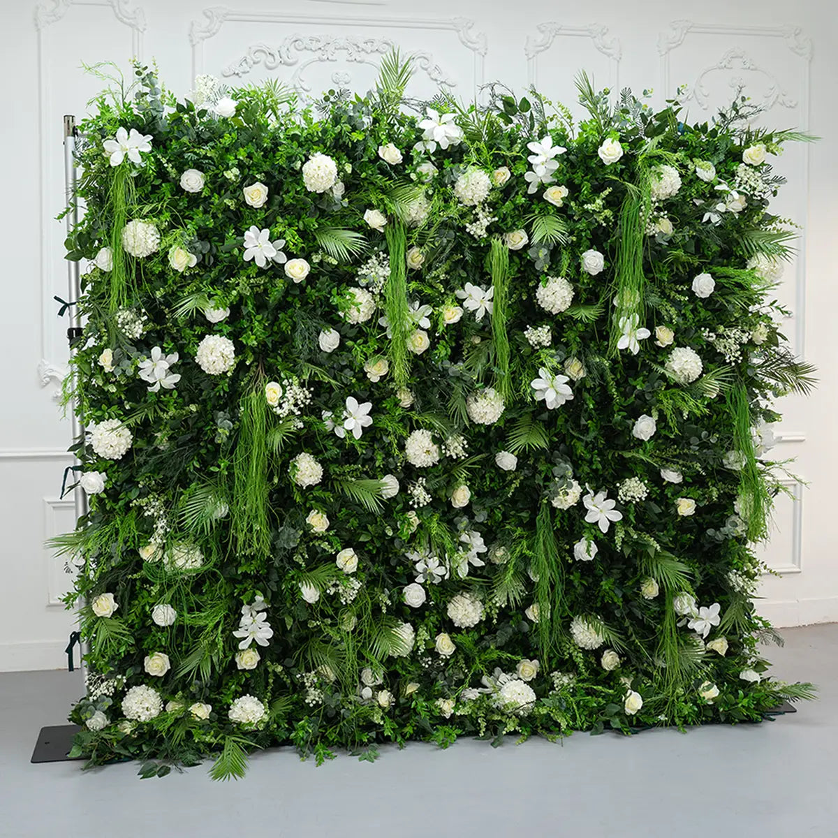 5D Spring Green Leaves Flower Wall Backdrop with Fabric Backing for Wedding Event Party