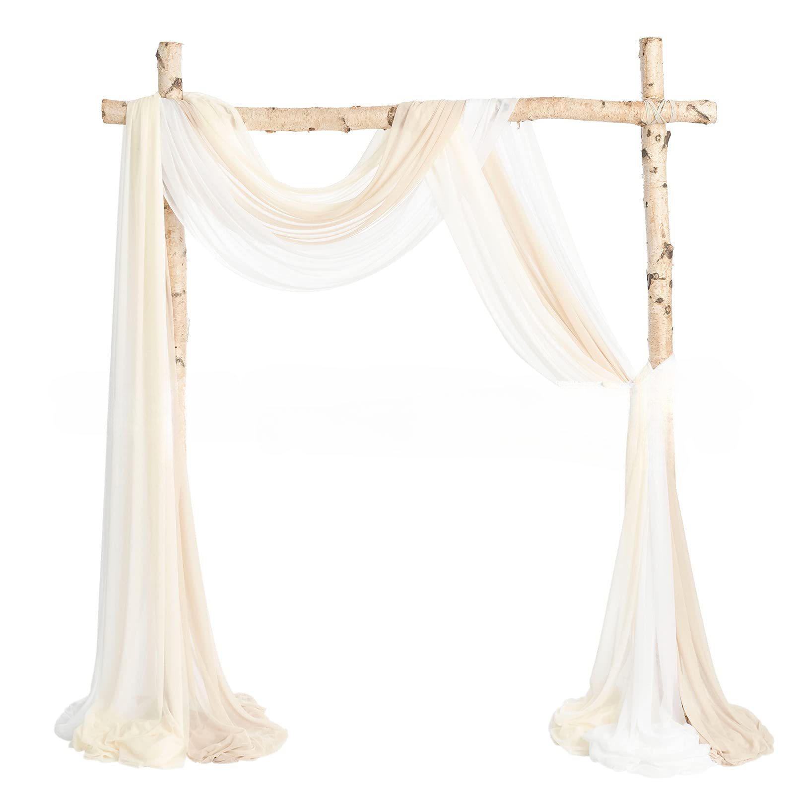 Pearl Chiffon Veil Valance Wedding Arch Backdrop Decoration Curtains for Weeding Parties Ceremony Photography Banquet Event Party - KetieStory