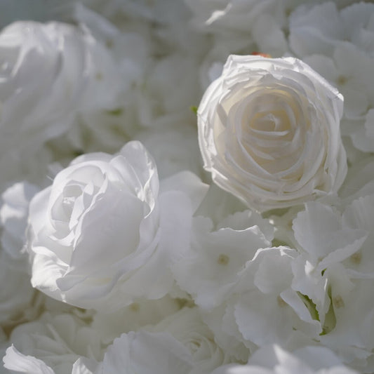 Lightning Deals: Flower Wall 3D White Rose Fabric Rolling Up Curtain Floral Backdrop Wedding Party Proposal Event Decor