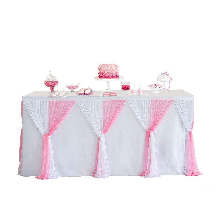 Table Cloth Cross Tulle Table Skirt for Halloween Decoration Birthday Party Wedding
