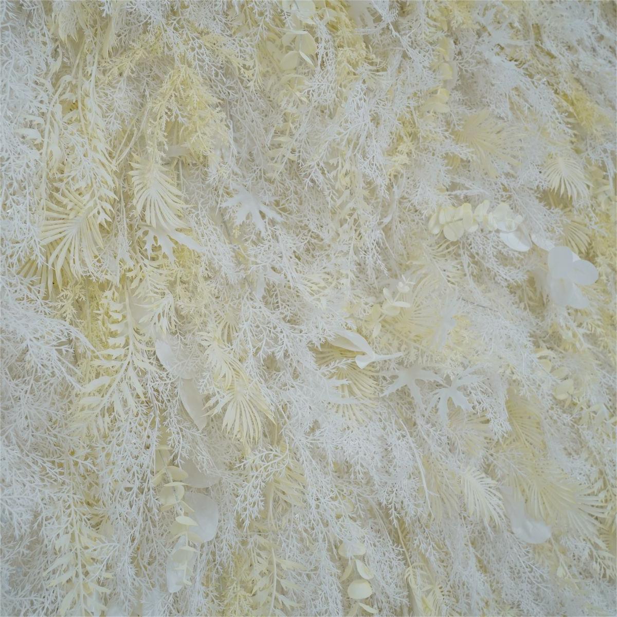 Flower Wall White and Light Yellow Pampas Fabric Rolling Up Curtain Floral Backdrop Wedding Party Proposal Decor