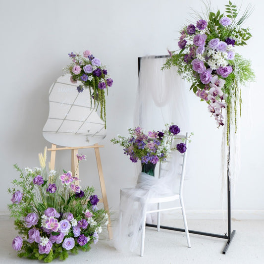 100% handmade, the purple green hanging flower set provides a lifelike appearance and is easy to set up.
