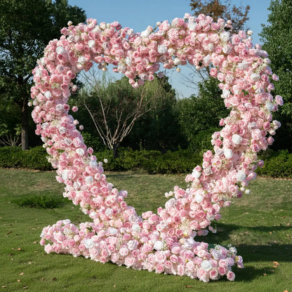 8x8ft Blush Pink Heart-Shaped Wedding Arch for Romantic Party Decor