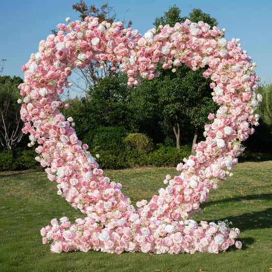 8x8ft Blush Pink Heart-Shaped Wedding Arch for Romantic Party Decor