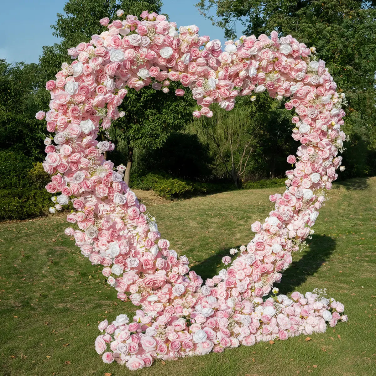 8x8ft Blush Pink Heart-Shaped Wedding Arch for Romantic Party Decor