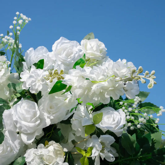 RTS 5D White Roses Flower Wall Backdrop with Fabric Backing for Wedding Party