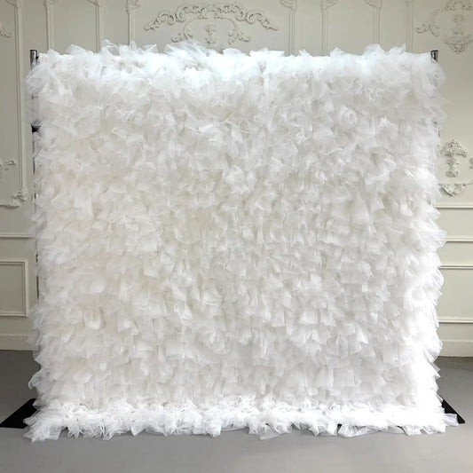 8×8ft White Sheer Tulle Decorative Wall Backdrop for Wedding Party Event