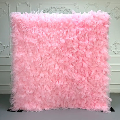 8×8ft Pink Sheer Tulle Decorative Wall Backdrop for Wedding Party Event