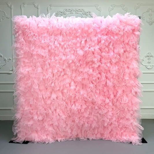 8×8ft Pink Sheer Tulle Decorative Wall Backdrop for Wedding Party Event