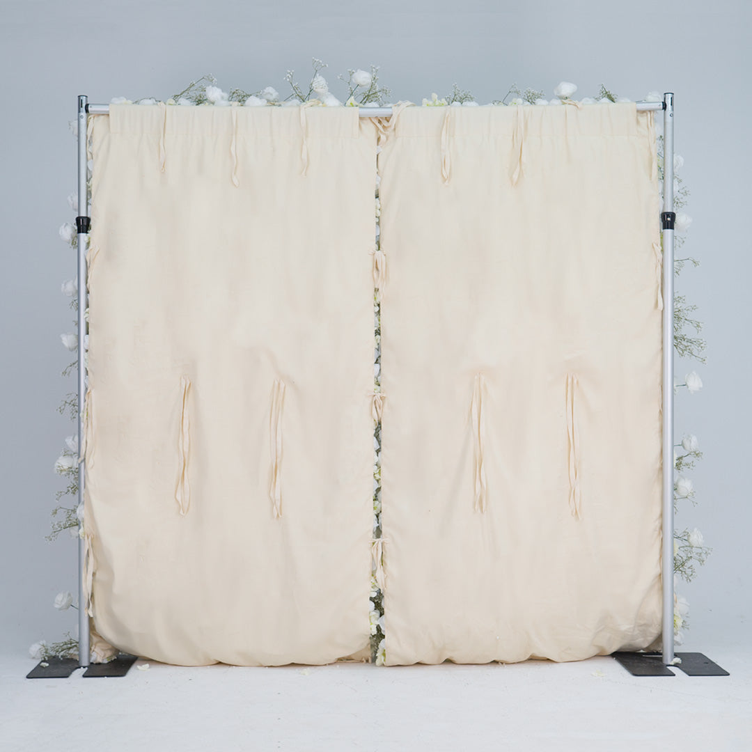 Flower Wall 5D White Rose & Baby's Breath Fabric Rolling Up Curtain Floral Backdrop Wedding Party Proposal Decor