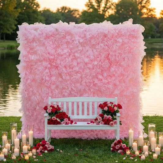 8×8ft Light Pink Tulle Backdrop Decorative Wall for Wedding Gender Reveal Party Event