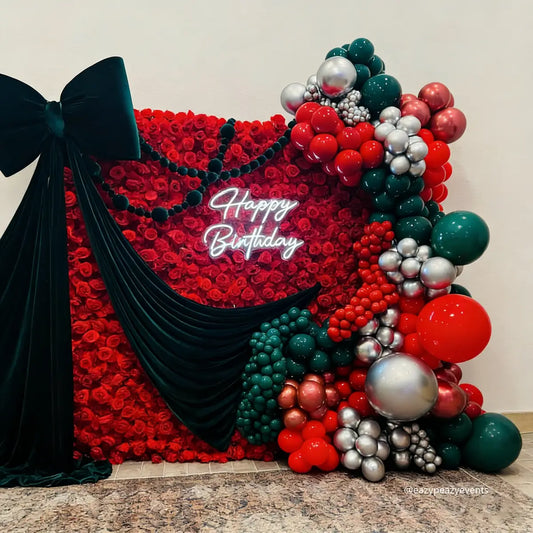 Flower Wall 3D Red Rose Wedding Backdrop Fabric Rolling Up Curtain Event Proposal Decor