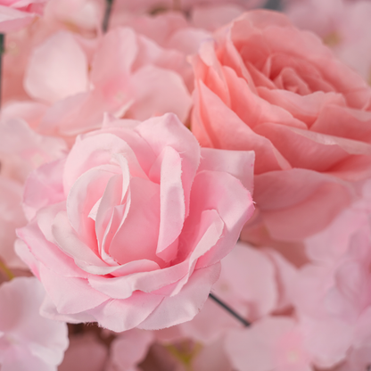 Lightning Deals: Heart Shaped Flower Arch 8x8ft Pink Roses Floral Fabric Backdrop Proposal Wedding Party Decor