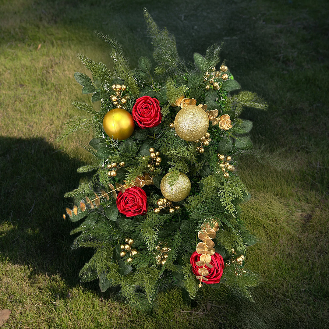 Flower Wall 5D Christmas Gold Red Rose Artificial Floral Backdrop for Event Party Home Decor