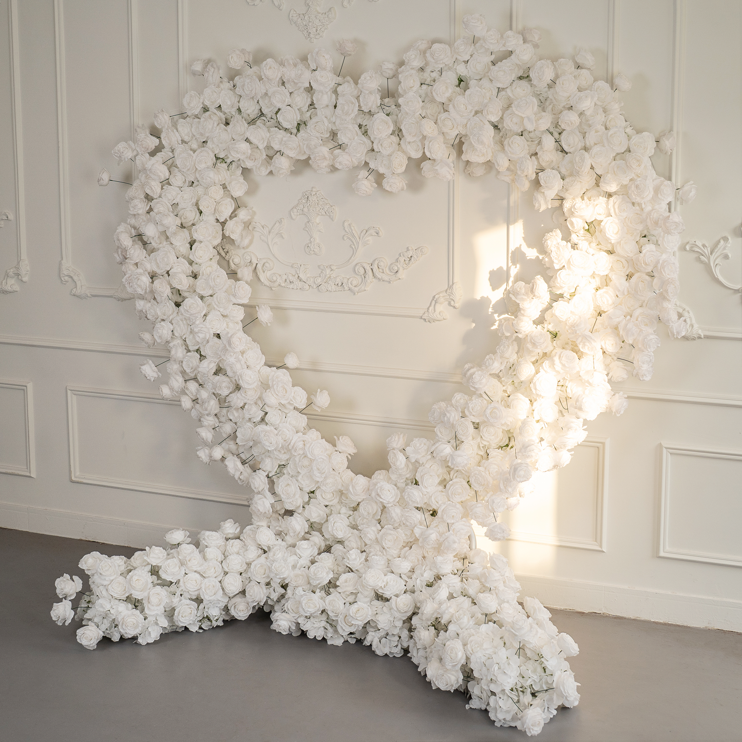 CP SALE 8*8ft White Rose Heart Shaped Flower Arch with Stand and Free Handbags