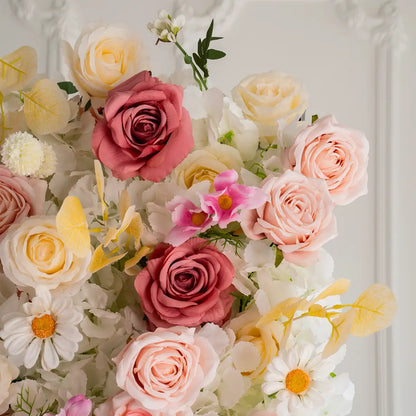 Lightning Deals: Flower Wall 5D Pink Creamy White Artificial Floral Backdrop for Event Party Decor