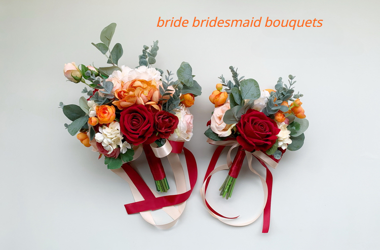 Bride Bouquet Orange Red Rose for Wedding Party Proposal