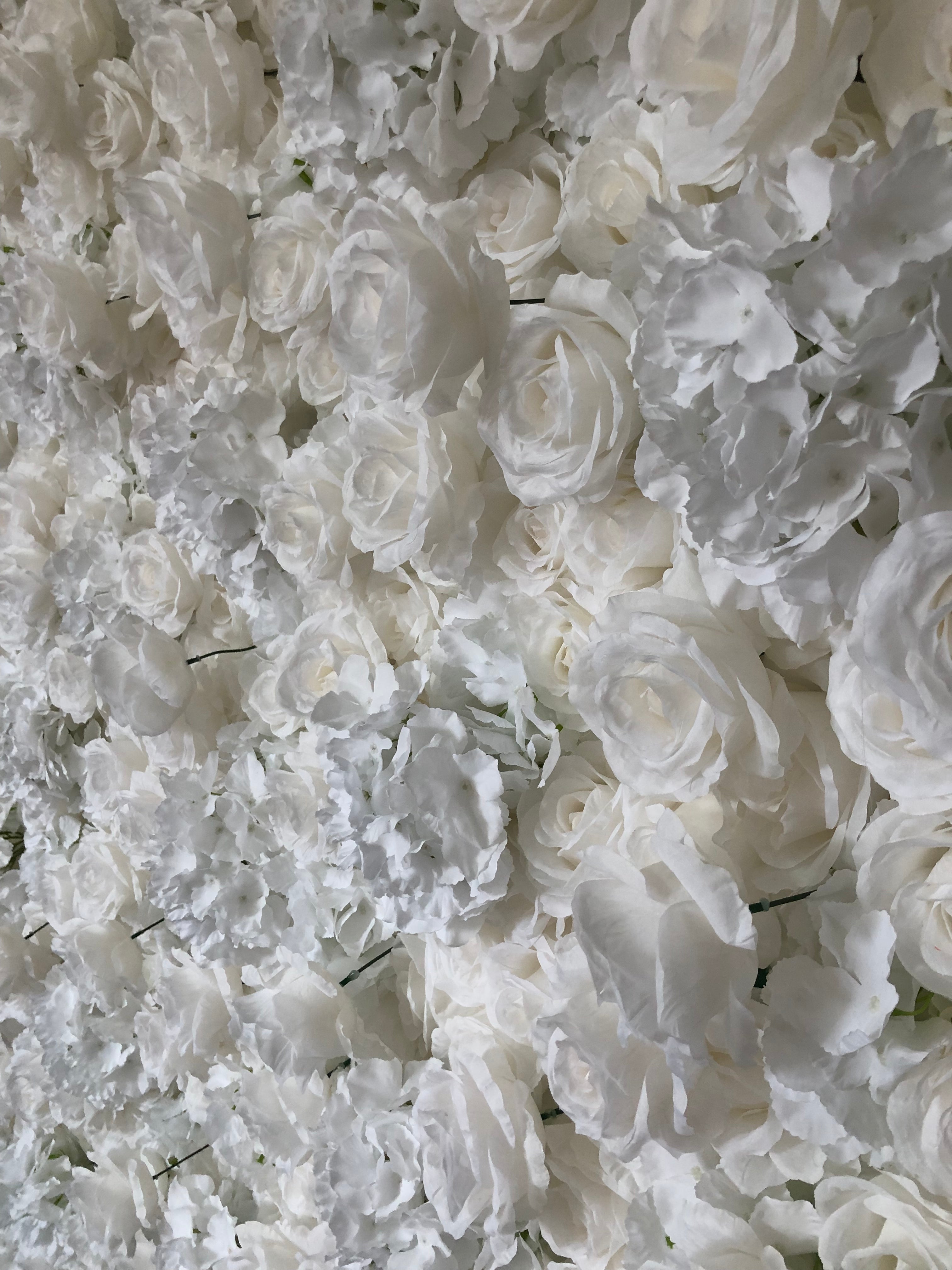 Flower Wall White Rose & Hydrangea Fabric Rolling Up Curtain Floral Backdrop Wedding Party Proposal Decor