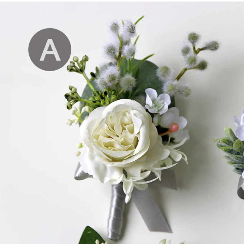 Corsages Gray Series for Wedding Party Proposal Decor