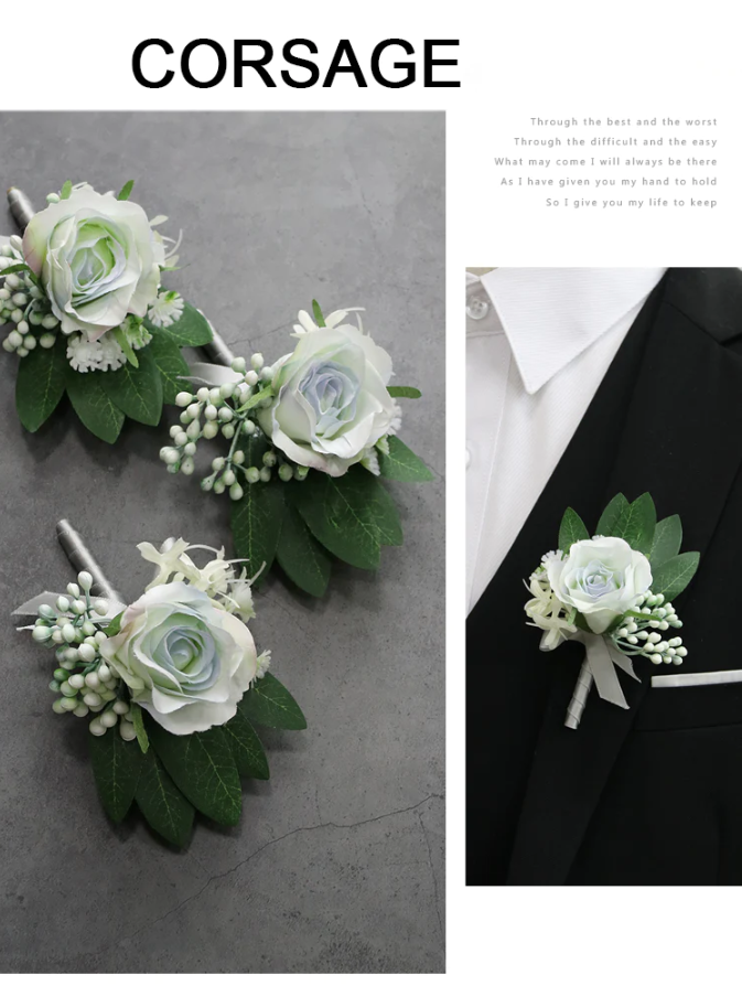 Corsages Gray Series for Wedding Party Proposal Decor