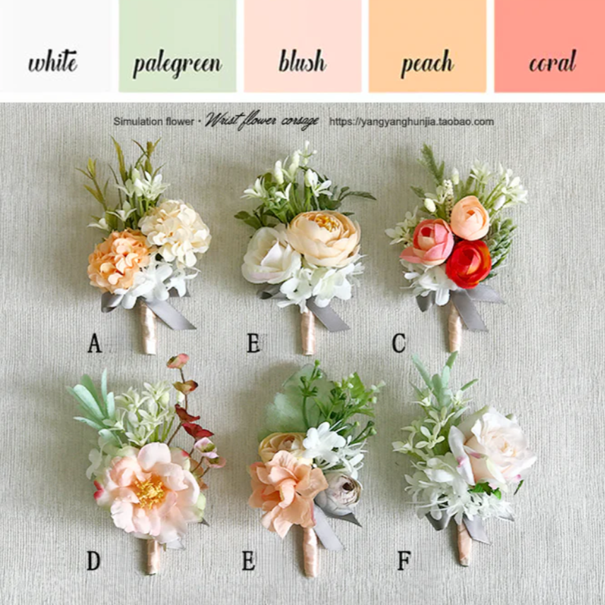 Wrist Flowers Corsages Champagne Series for Wedding Party Proposal Decor