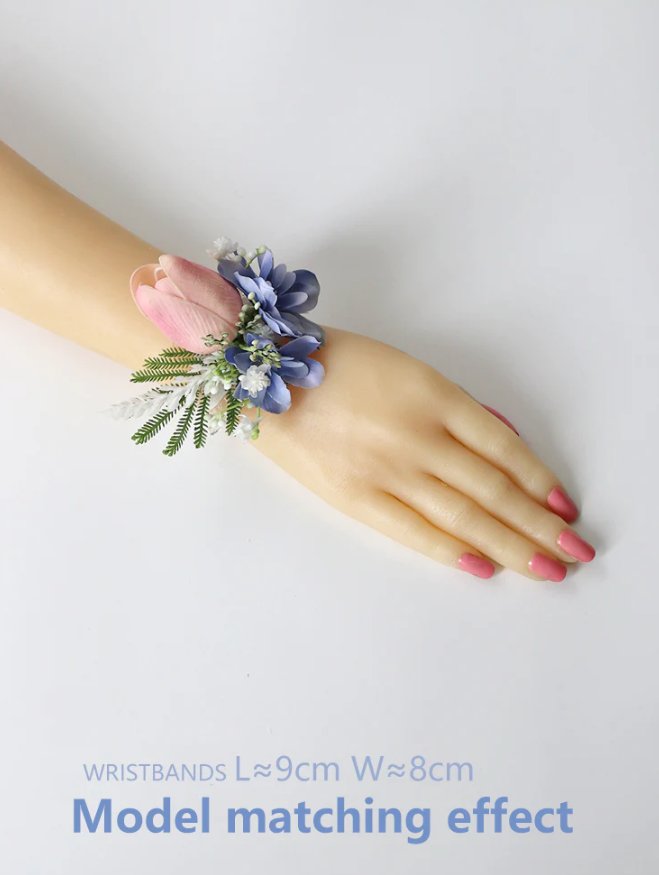 Wrist Flowers Corsages Blue Pink for Wedding Party Proposal Decor - KetieStory