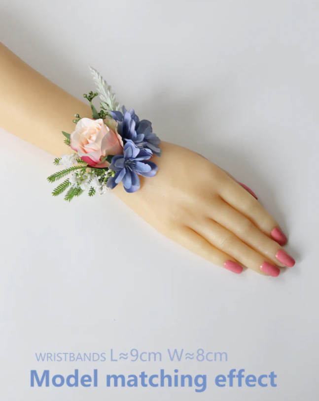 Wrist Flowers Corsages Blue Pink for Wedding Party Proposal Decor - KetieStory