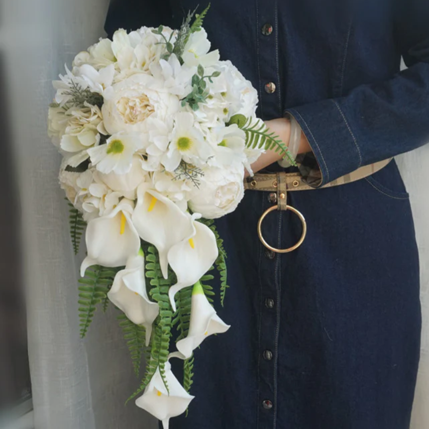 Cascade Bridal Bouquet Beige for Wedding Party Proposal