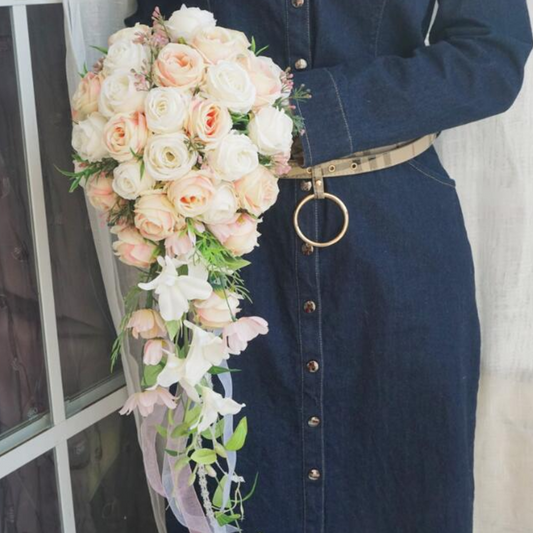 Bride Bouquet Light Champagne for Wedding Party Proposal - KetieStory