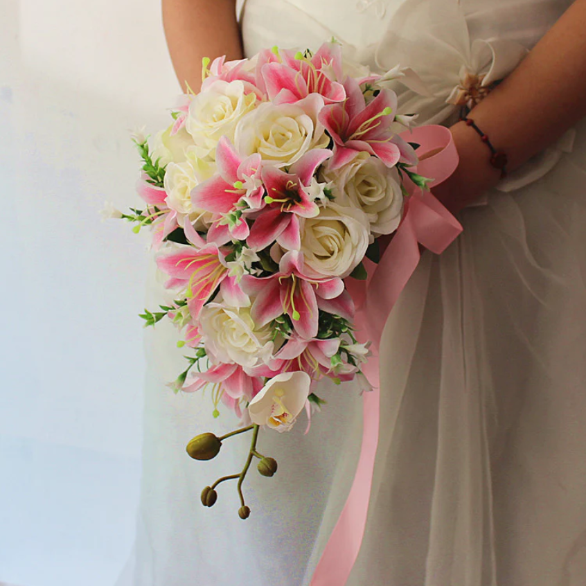 Cascade Bridal Bouquet -Lily Pink