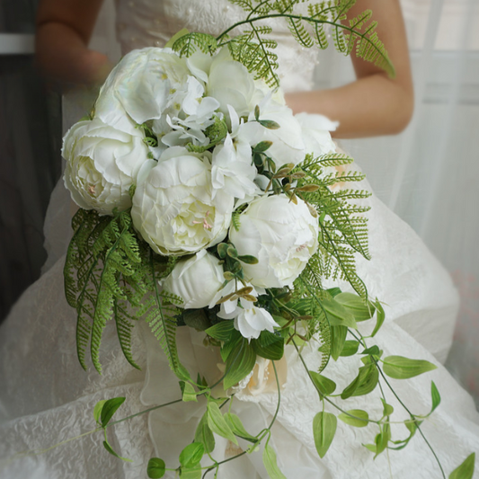 Cascade Bridal Bouquet in White for Wedding Party Proposal - KetieStory