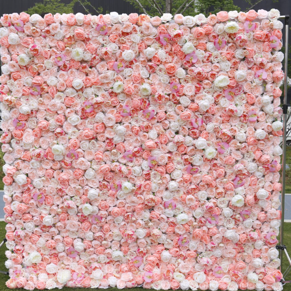 The light pink rose flower wall looks sweet and romantic.